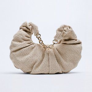 Zara - Chain Trim Pleated Fabric bag